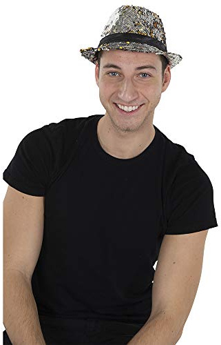 Dress Up America Super Cool Sparkling Silver Sequin Party Fedora Hat med reversibla paljetter - En storlek passar de flesta