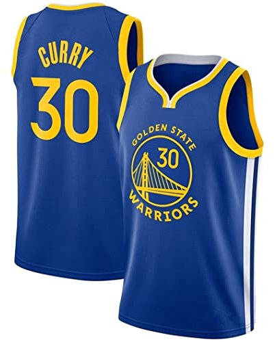 ZeYuKeJi Männer Jersey-NBA Jersey New Warriors Krieger # 30 Curry Mesh-Basketball Jersey Retro Gedenk Basketball Sleeveless T-Shirt (Color : Blue, Size : L)