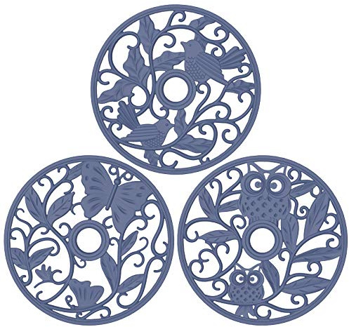 ME.FAN Silicone Trivet [3 Set] Trivet Mat - Fly Animals Hot Pads for Pots & Hot Dish - Insulated Flexible Durable Non Slip Large Coasters (Navy Blue)