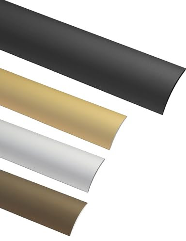 Gedotec perfil de transición laminado, riel de transición de vinilo, autoadhesivo, suelo curvado, fabricado en Alemania, aluminio negro anodizado, 30 x 2000 mm, 1 pieza