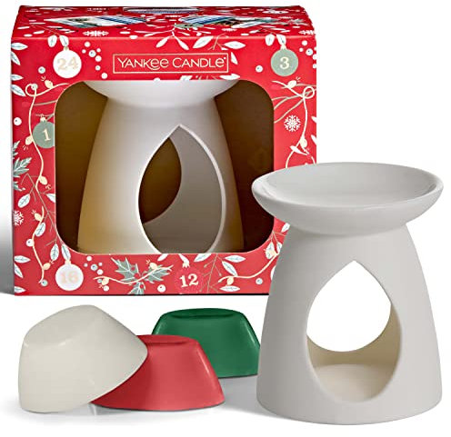 Yankee Candle Gift Set | 3 Scented Wax Melts, 1 Melt Warmer & 1 Unscented Tea Light | Countdown to Christmas Collection