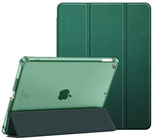 Fintie Hülle für iPad 9./8./7. Generation 10.2 Zoll (Modell 2021/2020/2019) | ultradünne leichte Schutzhülle mit Stifthalter, transparenter Rückseite Case Cover, Auto Schlaf/Wach Funktion, Dunkelgrün