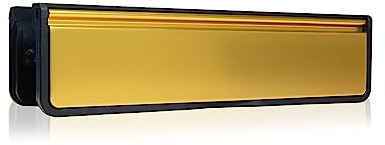 Xfort MailPlate Luxe 12 Letterplate Satin Brass, Premium Draught Proof Postal Letterbox, Telescopic Sleeved Letter Box For uPVC Doors With 20-40mm Door Thickness.