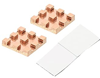 sourcing map Lot de 5 dissipateurs thermiques en cuivre avec autocollant pour refroidisseur IC 10 x 10 x 2 mm