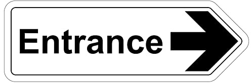 V Safety Shaped Safety Sign - Entrance Arrow Right - 300X100-1MM Rigid Plastic