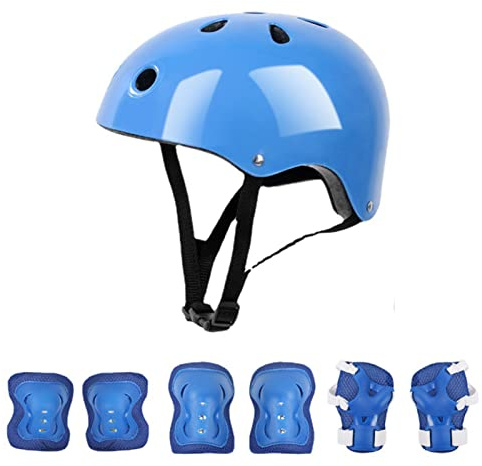 KIMISS Protector de Casco para Niños, Protector de Rodilla de Codo de Espuma para Juego de Engranajes Equilibrio Coche Scooter Patinaje sobre Ruedas Rosa (Azul)