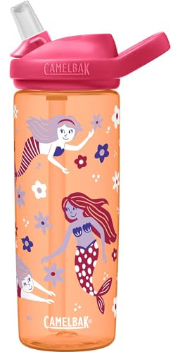 CAMELBAK Eddy+ Kinder-Wasserflasche für den täglichen Gebrauch, robust, sturzsicher, BPA-frei, auslaufsicher, spülmaschinenfest, 600 ml, Retro Floral Meerjungfrau
