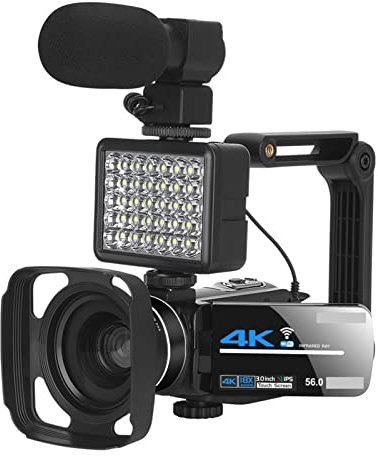 Videocamera Fotocamere digitali da 56 MP for la fotografia Videocamera 4K WIFI Webcam Vlog Set Zoom digitale 18X Videoregistratore for visione notturna Fotocamera digitale per vlogging ( Color : Vlogg