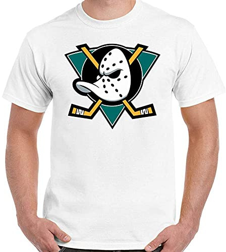 Camiseta de los Mighty Ducks para Hombre La camiseta de hockey sobre hielo graciosa de la película Stick Puck Casco Almohadillas Blanca Talla XXL