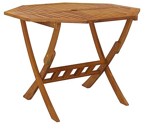 Canditree Table de Jardin Pliante en Bois D'acacia Solide, Table à Manger de Jardin Octogonale avec Trou de Parasol