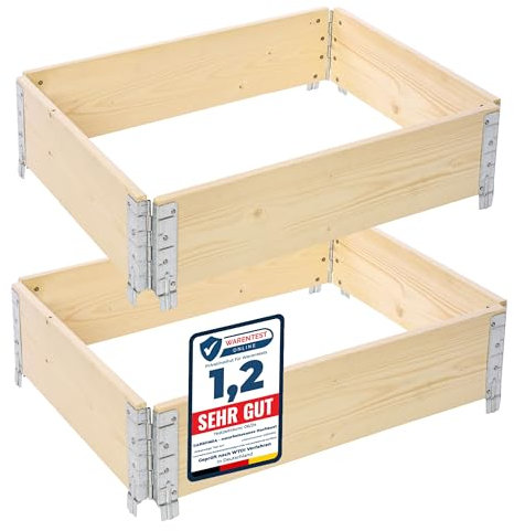 Garronda Jardinera Elevada de Madera Natural 80x60x20 cm – Huerto Urbano Modular para Jardín y Terraza, Apilable y Plegable, Ideal para Plantas, Flores, Hierbas, Frutas y Verduras, GD-0141, 2 pzs