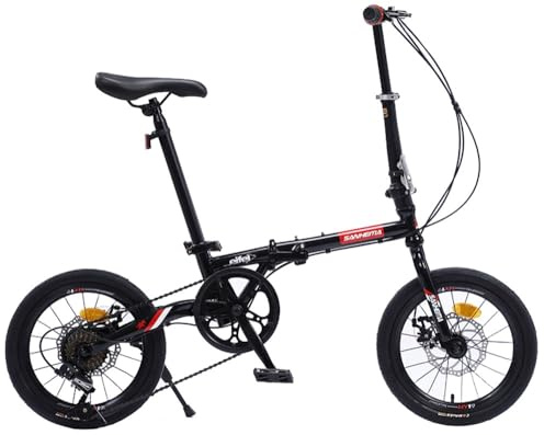 Kcolic Leichte Klappfahrräder, 9 Gang Fahrrad, Superleichtes Studenten Klapprad, Leichter Aluminiumrahmen, Doppelscheibenbremsen Vorne C,16in