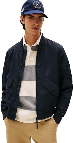 Tommy Hilfiger Uomo Bomber Packable con Collo in Stile Baseball, Blu (Desert Sky), XL