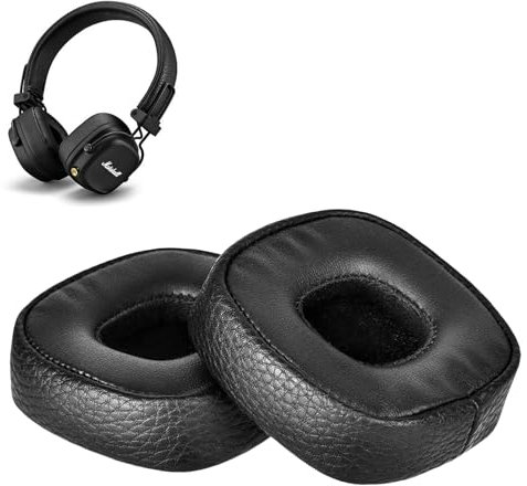 1 Paia Cuscinetti Cuffie per Marshall Major III, Cuscinetti Auricolari di Ricambio Major 3 Wired/Wireless, Memory Foam Protein Leather (nero)