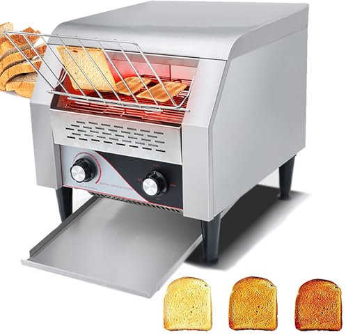 Dfdieratve Tostadora Comercial de 150 Rebanadas por Hora, Tostadora de Acero Inoxidable para Restaurantes, Tostadoras Industriales de Alta Resistencia, para Restaurantes o PanaderíAs,150 Tranches/H