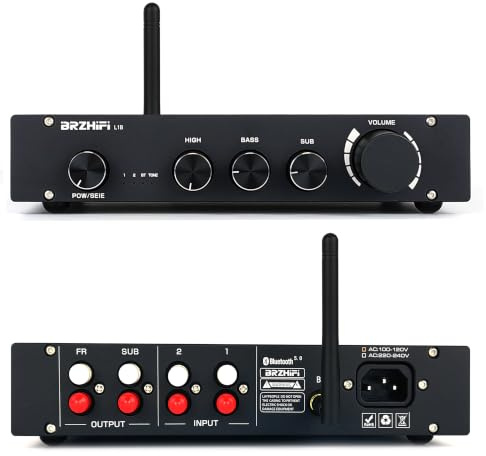 BRZHIFI L1B HIFI Pure Class A Förförstärkare Hemljud 2.1-kanal Högt Lågton Oberoende Kontroll Bluetooth 5.0 PCM5102 Oberoende Avkodning Preamp Subwoofer Mottagare (svart)