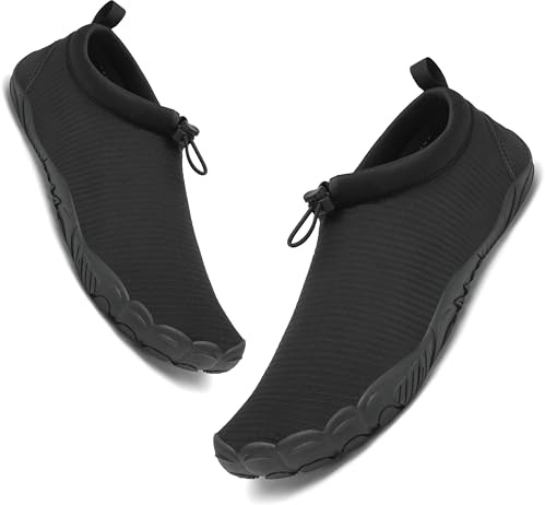 Mishansha Herren Badeschuhe Damen Atmungsaktiv Wasserschuhe Schnelltrocken Barfuß Aquaschuhe Graphit Schwarz Gr.38