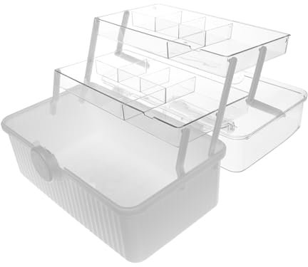 OUNONA Scatola Per Medicinali in Trasparente Con Maniglia Contenitore Capacità Per Farmaci e Strumenti Organizer Portatile Per Uso e Viaggio