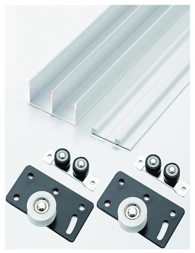 Sliding Pocket Door Hardware Kit,Aluminum, Wardrobe Closet Door Track, Slide Smoothly Quietly(Cream Color,200cm)