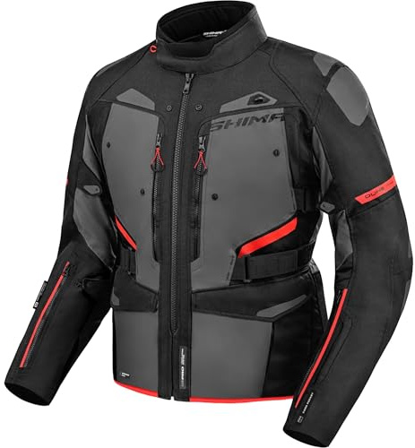 SHIMA Dune Chaqueta Moto Hombre GFLEXX Protector Espalda Hombro Codo Cazadora Motociclista Chaquetas Protecciones Impermeable Moto Armadura Cazadoras Motoero Invierno (Chaqueta Masculinos, Rojo, 3XL)