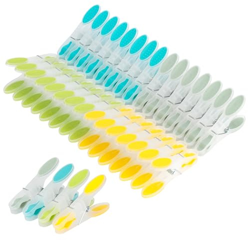 Romon Bunte Plastik-Wäscheklammern, 30 Stück Wäscheklammer Handtuchklemmen Kluppen Sockenklammern mit Soft-Grip Bereich für draußen, Wäscheleine, Bilderklammern, Lebensmittelverpackungen