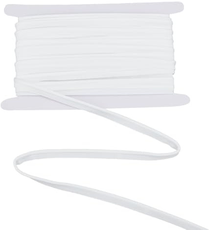 letsinstyle 10 Yards 0.39 Inch Wide White Elastic Polyester Piping Cord Trim, Piping Bias Tape with Welting Cord, Sewing Supply for Garment Clothing Upholstery Accessories DIY Crafting