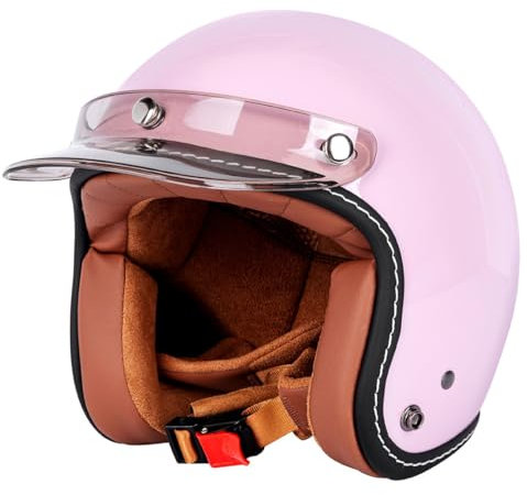 Retrò Elmetto Tedesco Casco Motociclista Caschi Cromwell ECEDOT Omologato Moto Caschi Demi-Jet Con Fibbia Sgancio Rapido Casco A Scodella Universale Uomo Donna Mezzo Casco 3,XL:61-62CM