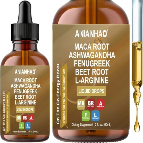 Organic Maca Root Liquid Drops with Ashwagandha, Fenugreek, Beet Root and L-Arginine Liquid Multivitamin for Women and Men - Maca Root Supplement Drops, 1 Month Supply