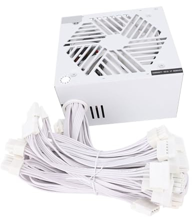Elprico Fuente de Alimentación ATX de 700W, PSU ATX de Juego con Alta Salida de Corriente, Protecciones Múltiples, Control Térmico Inteligente con Conectores de 6+2 Pines Fan de 120 Mm