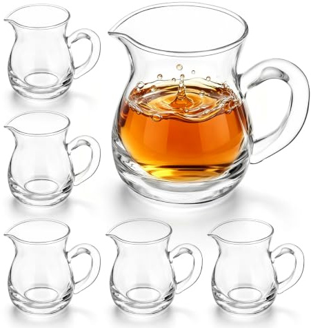 ARTSEWPLY 6stücke Glaskännchen Transparentes Milch Sahne-Dispenser Mit Ausgießer Und Griff Für Kaffee Tee Und Sirup Kompakte Und Praktische Kaffeekanne Für Zuhause Und Unterwegs