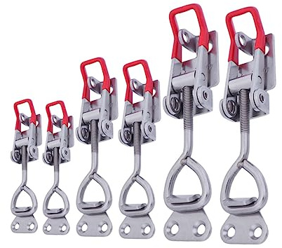 VILLCASE 6 Pcs Adjustable Metal Toggle Latch Clamp with Lock Heavy Duty Vertical Toggle Clamps for Cabinets Doors Boxes Professional Steel Catch Clips with Plastic Handle for Secure Hold