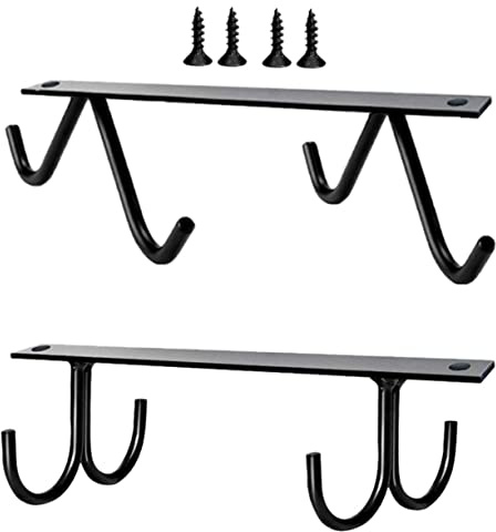 ORFOFE 2 Ensembles Porte Tasses Sous Placard avec Crochets Support Robuste pour Mugs et Ustensiles de Cuisine Rangement Mural pour Organiser et Sécher Verres