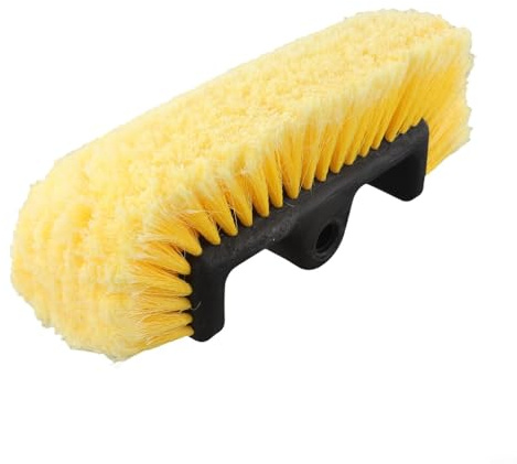Auto-Waschbürste, 25,4 cm, weiche Borsten, Flow-Thru Dip-Bürste für Fahrzeug, Wohnmobil, LKW, Boot, Wohnmobil, Außenreinigung, passend für Standard-ACME-3/4-Gewindestangen, gelbes Nylon