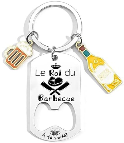 Cadeau Cuisinier Porte-clés Cuisinier Homme Idee Porte-clés Homme Original Utile Collègue Cadeau Anniversaire Papa Papy Ami pour Barbecue Fête Noel Fête des Pères, Anniversaire, Noël