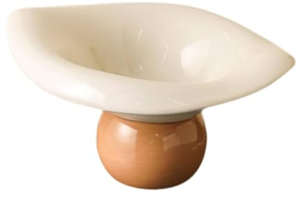 SiaBiced Coupe à Fruits sur Pied, Assiette à Hors-d'œuvre En Céramique, Plateau pour Fruits Secs et Fruits, Idéal pour Décorer La Salle à Manger, Café Blanc
