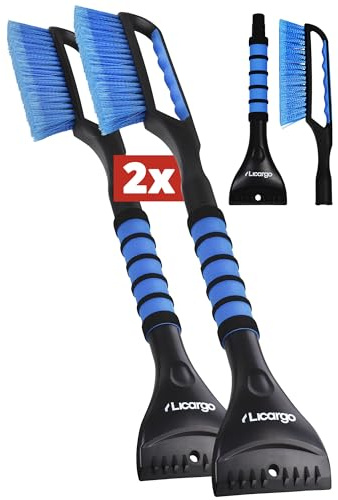 LICARGO 2X Eiskratzer Auto mit Besen 67cm - stabil & wackelfrei - kratzerfrei & lackschonend Schneebesen Auto - Rutschfester Griff, kompakt verstaubar - Scheibenkratzer PKW & SUV