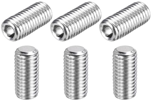 QUARKZMAN 6 tornillos prisioneros M12-1,75 x 20 mm, de acero inoxidable 304, con punta de copa y cabeza Allen, con hexágono interior para reparación de accesorios de baño, muebles