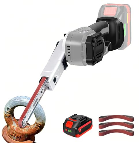 Cordless Belt Sander, 400W Brushless Motor,Dual Safe Switch,for Wood, Metal, Aluminum Polishing and Deburring (1 Battery)