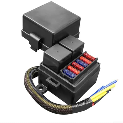 Springwillfly Kit de mise à niveau électrique de véhicule avec boîte de relais de fusible 2 ports de relais 80 A 6 supports de fusible pour voitures, camions et plateformes marines