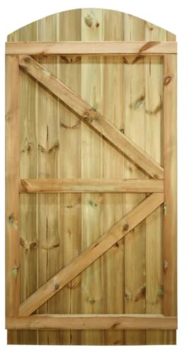 Bespoke Arch Top Wooden Garden Gate, 7ft x 3ft T&G Fully Framed Door | Up to 210cm High x 90cm Wide, Made to Measure, Heavy Duty, Pressure Treated, Pedestrian Rear Gate Entry, Side Gate Entrance