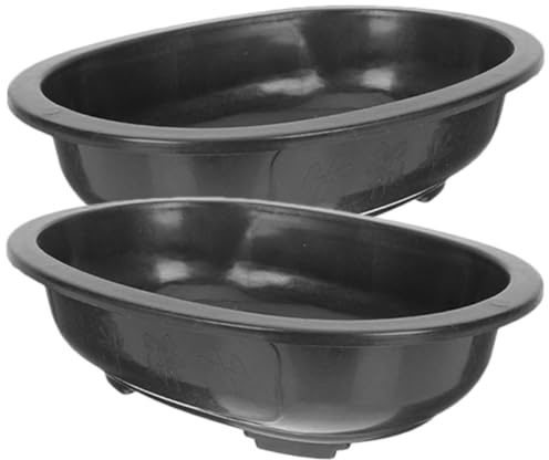 FUTUREORYY Maceta Grande de Plástico Ovalada para Bonsáis 2 Piezas Orificio de Drenaje, Maceta de Entrenamiento Reutilizable para Jardinería Interior y Exterior, Suministros para Plantas