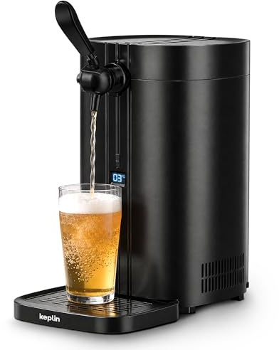 Keplin Beer Keg Dispenser 5L with Thermoelectric Cooler, LED Temperature Gauge & Drink Fountain – Perfect Home Draft Beer Tap System for Party, 2 Year Warranty