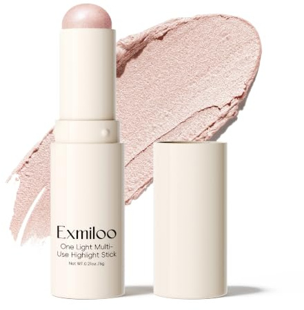 Exmiloo Iluminador en Stick Pearl Glow, Brillo Perlado Natural | Brillo perlado frío y fino para pómulos, lagrimal y arco de cupido; textura cremosa, fácil de difuminar.