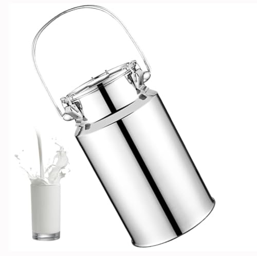 aliooila 201 Pot A Lait INOX Couvercle,Bidon INOX Huile D Olive Seau Alimentaire Bidon De Baratte Lait Pot Seau Vin Baril Seau Eau Huile RéServoir Thé pour Huile Et Aliments pour Stockage(A,3L)