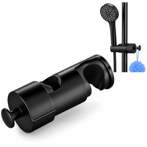 Supporto di Ricambio per Soffione Doccia, Supporto Doccia Regolabile | Porta Doccino in ABS Nero Mat per Asta Doccia Rotonda 16-27 mm Senza Foratura