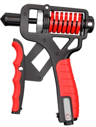 Homyl Fortalecedor de Agarre de Mano, Pinza de Mano, Estirador de Dedos para Guitarra, Gimnasio con Mostrador, Color Negro, Rojo