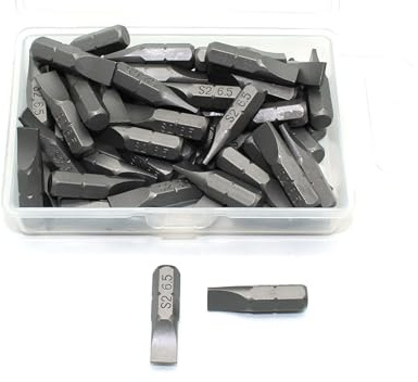 TEMO 50 pc 1/4 Inch Flat Impact Ready 1 Inch Length Slotted Screwdriver Insert Bit Hex Shank with Quick Release Slot