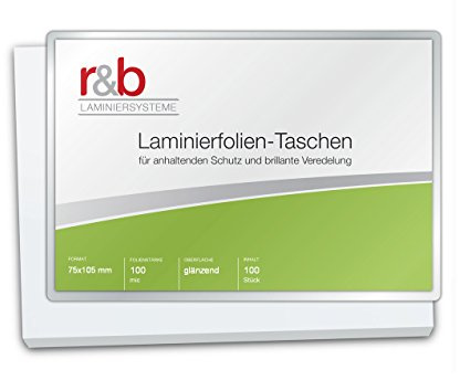 r&b A7-100R Laminierfolien A7, 75 x 105 mm, 2 x 100 mic für Metorahmen, 100 Stück