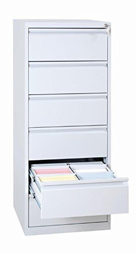 Lüllmann Karteischrank DIN A5 quer zweibahnig grau 6 Schubladen 132x53x62cm | komplett montiert, Karteikartenschrank, 565620