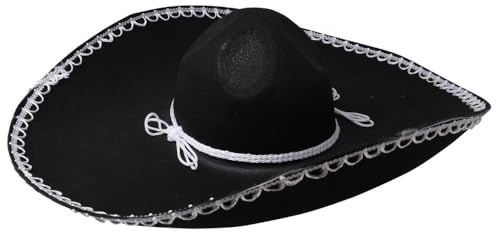 Guirca 13944 - Gorro Mejicano Fieltro 55Cm, unisex, Negro/Blanco